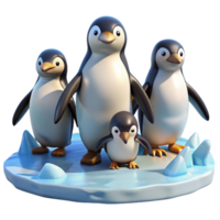 wonderful modern A group of penguins waddling on the ice, Antarctic setting, bright daylight, photography style premium png
