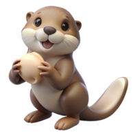 serene artistic A playful otter holding a seashell, coastal setting, soft lighting, photography style high quality png