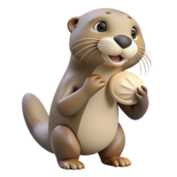 elegant abstract A playful otter holding a seashell, coastal setting, soft lighting, photography style professional png