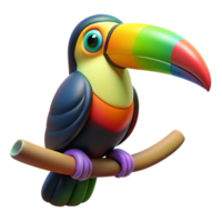 serene contemporary A colorful toucan perched on a branch, tropical rainforest setting, vibrant colors, photography style authentic png