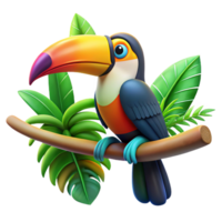 impressive classic A colorful toucan perched on a branch, tropical rainforest setting, vibrant colors, photography style high quality png
