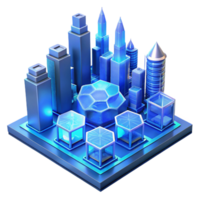 beautiful abstract A futuristic cityscape, built on interconnected hexagonal platforms, bathed in the cool, blue light of holographic advertisements. Cyberpunk style, high contrast exclusive png