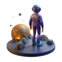 magnificent modern A solitary figure, standing on a desolate planet, watching a meteor shower. Surreal style, ambient lighting authentic png