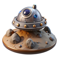 serene minimalist A futuristic spacecraft, landing on a desolate, alien moon. Sci-fi adventure style, dramatic lighting detailed png