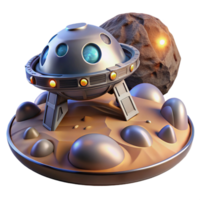 wonderful classic A futuristic spacecraft, landing on a desolate, alien moon. Sci-fi adventure style, dramatic lighting original png