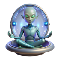 beautiful rustic A humanoid alien with shimmering scales, meditating in a zero-gravity chamber. Fantasy sci-fi style, ethereal lighting 4K png
