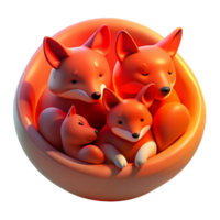 impressive modern A family of red foxes curled up together in their den, lit by the warm glow of the setting sun, in a soft, painterly style genuine png