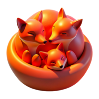 impressive minimalist A family of red foxes curled up together in their den, lit by the warm glow of the setting sun, in a soft, painterly style authentic png
