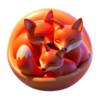 serene artistic A family of red foxes curled up together in their den, lit by the warm glow of the setting sun, in a soft, painterly style authentic png