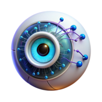 vibrant classic A close-up of a cybernetic eye, displaying complex data streams. Cyberpunk style, neon lighting original png