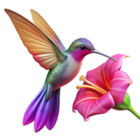 impressive abstract A hummingbird hovering near a vibrant fuchsia flower, with iridescent wings catching the light, in a photorealistic macro style 4K png