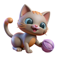 impressive minimalist A playful kitten batting at a ball of yarn, illuminated by a soft window light, in a cute, cartoonish style professional png