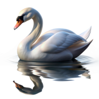 wonderful rustic A graceful swan gliding across a calm lake, its reflection shimmering in the water, in a serene, painterly style 4K png