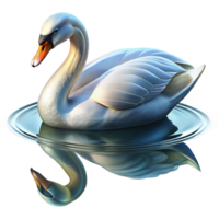 extraordinary traditional A graceful swan gliding across a calm lake, its reflection shimmering in the water, in a serene, painterly style exclusive png