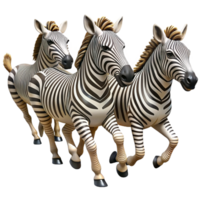impressive artistic A herd of zebras galloping across the African savanna, their stripes creating a dazzling pattern, in a dynamic, realistic style high resolution png