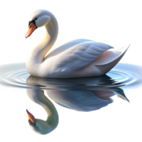 beautiful classic A graceful swan gliding across a still lake, reflection visible in the water, soft morning light, impressionistic style genuine png