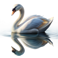 elegant creative A graceful swan gliding across a still lake, reflection visible in the water, soft morning light, impressionistic style exclusive png