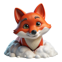 magnificent artistic A curious red fox peering out from behind a snowdrift, its fur covered in delicate snowflakes, in a charming, storybook style detailed png