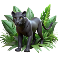 extraordinary rustic A sleek black panther stalking through dense jungle foliage, dappled shadows and highlights adding depth, in a dramatic, cinematic style detailed png