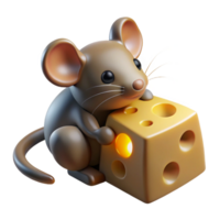 wonderful artistic A tiny field mouse nibbling on a piece of cheese, illuminated by a single ray of light, in a detailed, miniature style high resolution png