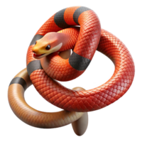 beautiful minimalist A vibrant coral snake coiled around a branch, intricate scale patterns, jungle lighting, hyperrealistic style high quality png