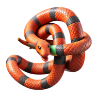 elegant vintage A vibrant coral snake coiled around a branch, intricate scale patterns, jungle lighting, hyperrealistic style genuine png