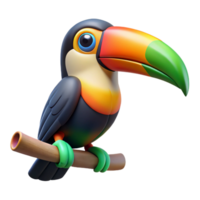 wonderful vintage A colorful toucan perched on a branch in a tropical rainforest, its large beak a striking feature, in a vibrant, illustrative style detailed png