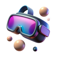 elegant classic A virtual reality headset floating in mid-air, its lenses reflecting a vibrant digital world, illuminated by a soft, warm light, rendered in a realistic style exclusive png