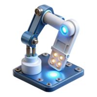 beautiful artistic A robotic arm assembling a complex circuit board, illuminated by a focused white light from above, rendered in a photorealistic style genuine png