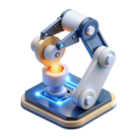 dramatic modern A robotic arm assembling a complex circuit board, illuminated by a focused white light from above, rendered in a photorealistic style premium png