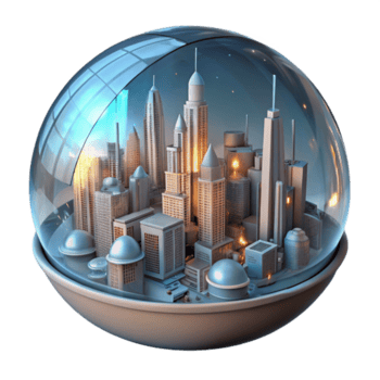 imponerande kreativ en trogen stad byggd inom en jätte sfär, invecklad strukturer synlig genom de transparent skal, upplyst förbi en värma, inre ljus, återges i en sci-fi stil 4k png