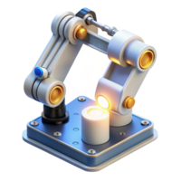 stunning contemporary A robotic arm assembling a complex circuit board, illuminated by a focused white light from above, rendered in a photorealistic style original png