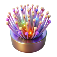 extraordinary abstract A network of fiber optic cables, pulsing with data, illuminated by multicolored lights, rendered in an abstract style original png