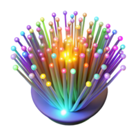vibrant minimalist A network of fiber optic cables, pulsing with data, illuminated by multicolored lights, rendered in an abstract style genuine png