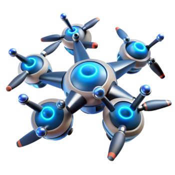 degno di nota contemporaneo un' sciame di droni formatura un' complesso aereo Schermo, illuminato di sincronizzato lampeggiante luci, reso nel un' dinamico stile originale png