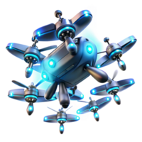 serene contemporary A swarm of drones forming a complex aerial display, illuminated by synchronized flashing lights, rendered in a dynamic style genuine png