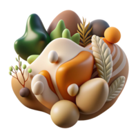 serene vintage An abstract interpretation of nature, using organic shapes and earthy colors, with soft lighting and a naturalistic style premium png