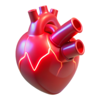 serene modern A holographic projection of a human heart, beating rhythmically, illuminated by a pulsing red light, rendered in a medical style exclusive png