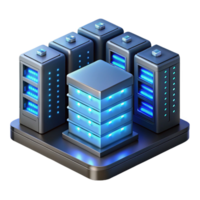 stunning abstract A server room filled with blinking lights and humming servers, illuminated by a cool blue light, rendered in a realistic style authentic png