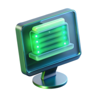 impressive classic A floating, transparent computer screen displaying complex code, illuminated by a cool green light, rendered in a futuristic style high quality png