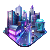 vibrant contemporary A futuristic city street scene, holographic advertisements floating in the air, illuminated by neon lights, rendered in a cyberpunk style high resolution png