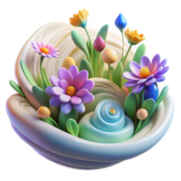 serene classic A field of wildflowers, abstracted into swirling colors and flowing shapes, with soft lighting and an impressionistic style original png