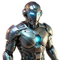 wonderful classic A futuristic exoskeleton suit, its metallic surfaces gleaming, illuminated by a spotlight, rendered in a sci-fi style premium png