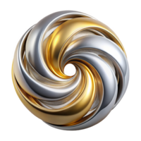 stunning modern A swirling vortex of liquid metal, in shades of silver and gold, with a reflective lighting and a surreal style high resolution png