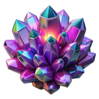 vibrant minimalist A cluster of crystalline structures, in vibrant jewel tones, with a sparkling lighting and a geometric style high resolution png
