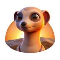 beautiful modern A curious meerkat peeking out from its burrow, bathed in the warm glow of the morning sun. Art style cartoonish original png