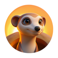 serene artistic A curious meerkat peeking out from its burrow, bathed in the warm glow of the morning sun. Art style cartoonish authentic png