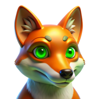 vibrant abstract A sly fox with emerald green eyes, illuminated by a dramatic chiaroscuro lighting style. Art style fantasy high resolution png