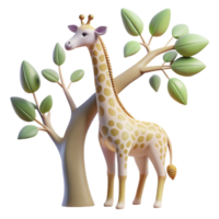 wonderful contemporary A graceful giraffe reaching for the highest leaves on a tree, with a dreamy, pastel color palette. Art style art nouveau professional png