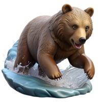 wonderful creative A powerful grizzly bear fishing for salmon in a rushing river, depicted in a dynamic action pose. Art style realistic exclusive png